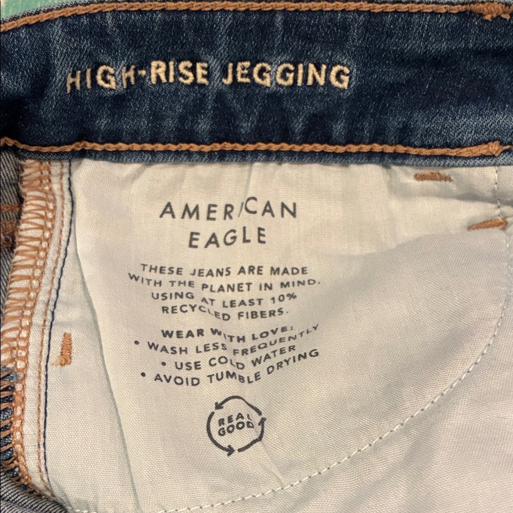 American Eagle High Rise Jegging Size 10 Long Next Level Stretch Skinny Med Wash - Picture 6 of 8